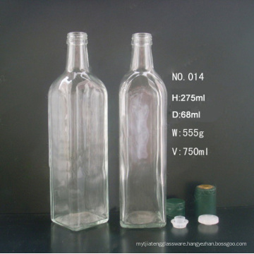 2015 Hot sale 750ml Clear Square Glass Olive Oil Bottle With Lid